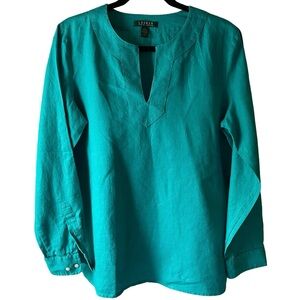 Ralph Lauren Turquoise Linen Tunic Top